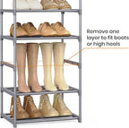 10 Tiers Tall Shoe Rack Narrow 20-24 Pairs Shoe Rack for Closet Entryway Vertical Metal Shoe Rack Organizer Shoe and Boots Or
