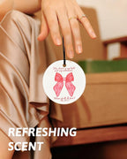 Pink Christian Round Car Air Freshener 4 Pcs, Coquette Pink Bow Bible Verse Religious Hanging Air Freshener for Cars Closet D