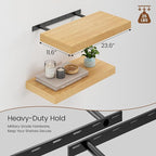 Heimlove 12" Deep Floating Shelves for Wall, 24 Inch Shelf Bathroom Shelves Set of 2, Mounted Shelves for Books Living Room L