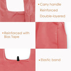 BeeGreen Pink Reusable Grocery Bags with Elastic Band Pink Reusable Shopping Bags Bulk 50LBS X-Large Foldable-Machine Washable-Heavy Duty 10 Pieces