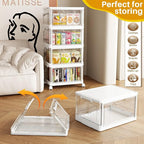 SNSLXH Portable Clear Storage Bins with Lid & Wheels, 24QT Clear Storage Bins with Lid, 4-Tier Plastic Bins with Wheels, Stac