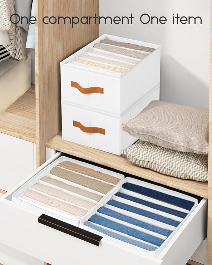 Homsorout Closet Organizers and Storage - Fabric Clothes Organizer with Handles, Foldable Jeans Organizer for Clothes, Drawer