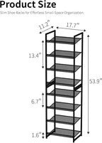 8 Tier Shoe Rack, Tall Metal Shoe Storage with Adjustable Shelves, Holds 16-20 Pairs, Stackable Shoe Stand for Garage Hallway