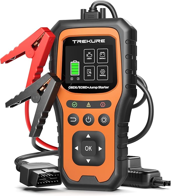 Car Battery Jump Starter with OBD2 Scanner 5000A, Car Battery Jumper Starter Portable (All Gas/10L Diesel), 12V Jump Box