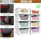 SNSLXH 5 Pack Stackable Closet Storage Basket, Multifunctional & Foldable Closet Organizer for Bathroom Kitchen Laundry Room 