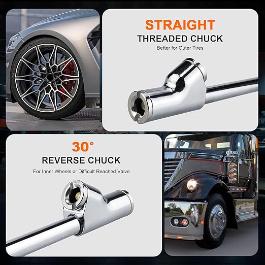Semi Truck Digital Tire Pressure Gauge 200 PSI with LCD Color Screen, Heavy Duty Dual Head Chuck Tire Guage, ANSI B40.1 Certified - for Semi Trucks, Trucks, Cars, SUVs