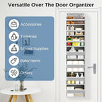 Mefirt Over The Door Organizer, 7 Tier Door Hanging Organizers with 7 Large Pockets 12 Side Pockets, Behind Door Storage Hang