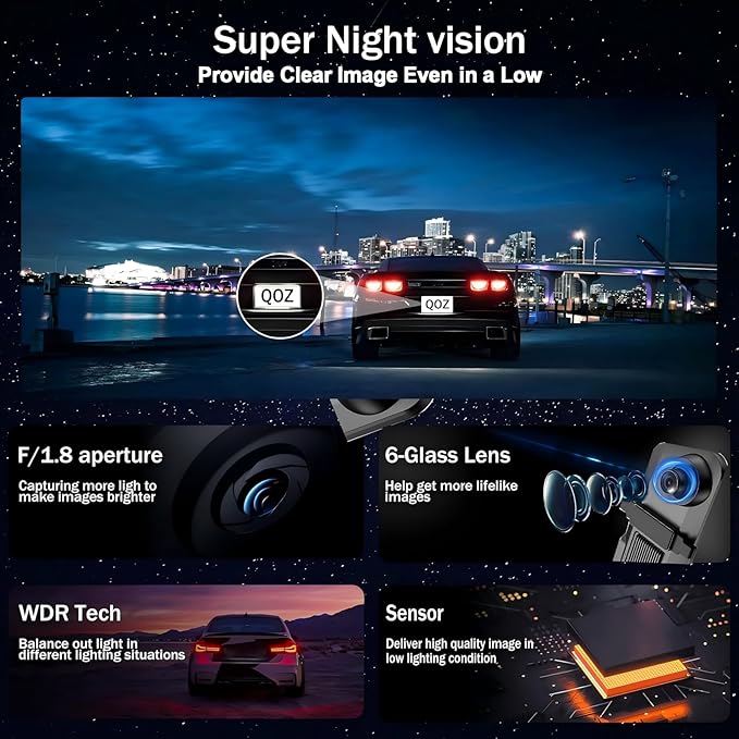 Mirror Dual Dash Camera with Voice Control,4K+2.5K Rear View Mirror Camera with 5.8GHz WiFi and APP Control, WDR Night Vision