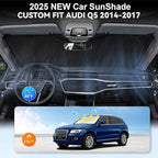 Custom fit Audi Q5 Windshield Sunshade for 2014 2015 2016 2017 Audi Q5/SQ5, Sportback SUV Shades Cover for Windshield Sun Visor Screen Protector 210T Reflective Blocks UV Rays Cool Car Accessories