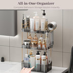 Aveniee Bathroom Counter Organizer,3 Tier Skincare Perfume Countertop Storage with Hair Dryer Rack and Toothbrush Holder, Cos