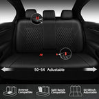CAR PASS Quilting Faux Leather Seat Covers Full Set, Waterproof Deluxe Premium Seat Cover with 5mm Composite Sponge Inside, A