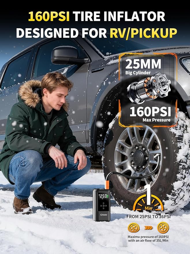 6000A Jump Starter with Air Compressor Battery Jumper Starter Portable 10-in-1 Car Jump Starter Portable 12V Jump Box with