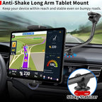 APPS2Car Upgraded Tablet Car Mount for iPad Truck Holder Long Arm Extension Strong Suction Cup Windshield Mount for 7-13 Inch Tablet iPad Pro Air Mini