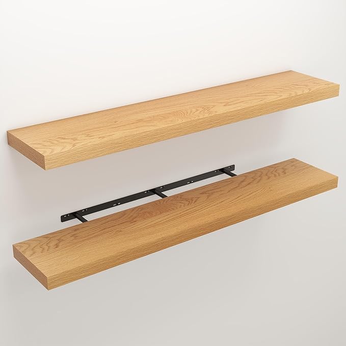 Floating Shelves for Wall, 9.3" Deep Wall Mounted Wood Shelves for Bathroom, Bedroom, Living Room, Kitchen, Hanging Shelf for