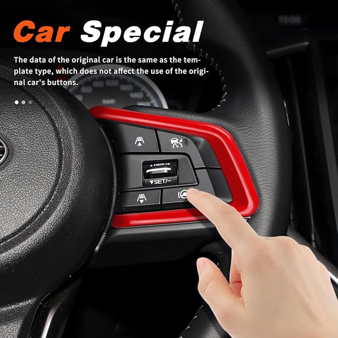Auovo Center Console Steering Wheel Cover Trims for Subaru Crosstreck Outback Legacy Accessories 2018-2026 for Subaru Impreza 2017-2026/19-26 Forester/Ascent 2018-2026 (Red)