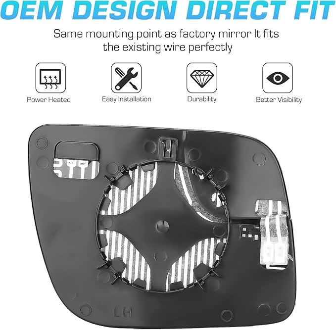 New Driver Left Side Heated Mirror Glass Fit for 2011-2017 Ford Explorer Blind Spot Mirror Glass - Left Pass Heated Convex Mirror Glass Replacement for BB5Z17K707L, BB5Z17K707M