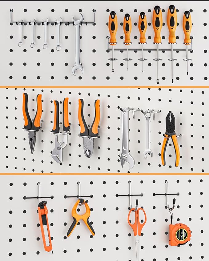 INCLY Pegboard Hooks Set for Hanging Tools, 206PCS Heavy Duty Peg Hook Hanger & Holder Fit 1/4 1/8 Inch Pegboard for Craft As
