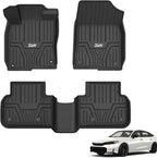 3W Floor Mats Fit for 2022-2025 2026 Honda Civic & Acura Integra 2023-2025(Not Fit Hybrid/Manual), Custom Fit Floor Liner for 1st 2nd Row Full Set TPE All-Weather Car Liners Black