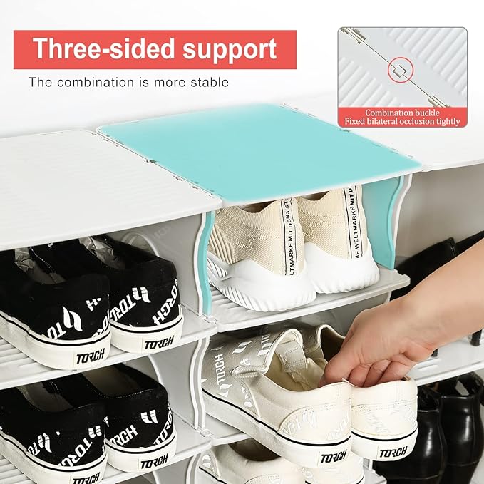 6-Tier Shoe Rack,Stackable Shoe Storage Organizer for Bedroom Entryway, Adjustable Shoe Rack,Shoe Slots Organizer Shelf, Easy