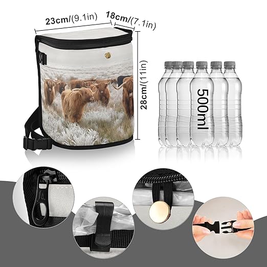 linqin Scottish Highland Cow Car Trash Can with Lid Leak Proof Car Trash Bag Waterproof Car Garbage Can, Polyester Trash Bin Hanging for Minivan SUV Truck