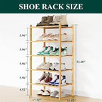 Smiry Shoe Rack, 5 Tier Small Bamboo Shoe Organizer, Stackable Free Standing Wooden Shoe Storage Shelf for Closet, Entryway, 