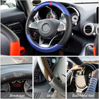Moly Magnolia Steering Wheel Cover, Carbon Fiber Breathable Microfiber Leather with Non-Slip Lining, Cool in Summer Warm in W