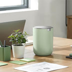 EKO Fandy 0.58 Gal/2.2L Mini Trash Can with Lid, Swing-Top Desktop Trash Can for Bathroom, Countertop, Vanity, Desk or Office, Small Garbage Bin (Sage)