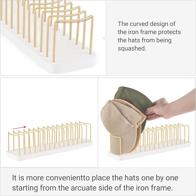 Mkono Hat Organizer for Baseball Caps, Hat Holder for 15 Baseball Caps, Tabletop Hat Rack Stand Storage Display Cap Organizer