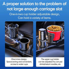 Car Cup Holder Expander Adjustable Base 2 in 1 Dual Layer Cup Holder Large Capacity Storage 360 Degree Rotating Cup Slot Large 10/40 oz Bottles & Big Drinks Travel Cup