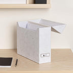 Bigso Lovisa Fiberboard Label Frame 12 File Storage Box - Paperwork Storage Box with Metal Label Holder - Durable Document Or