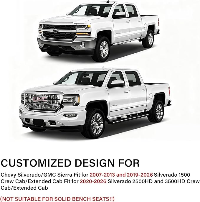 Coverado Chevy Silverado Seat Covers, Faux Leather Seat Covers Fit for Chevy Silverado GMC Sierra 2007-2026 1500, 2015-2026 2