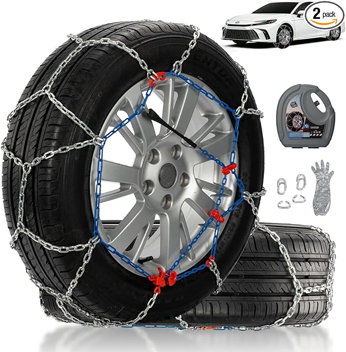 Snow Chains for Car Tires, Tire Chains for Passenger Cars, Sedan, SUVs, Quick Fit & Easy Installation Snow Tire Chains, Porta