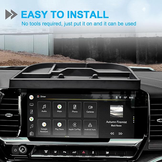 EDBETOS Center Console Dashboard Organizer Compatible with 2022-2024 2025 2026 Chevy Silverado/GMC Sierra 1500,(24-26) 2500HD/3500HD Accessories Dash Storage Insert Tray, Fit 13.4-inch Screen Only