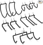 HUHOLE 10-Pack Heavy Duty Pegboard Hooks for Power Tools & Garage Organization, Vinyl-Coated Steel Drill Holders & Utility Ha