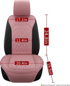 Sanwom Universal Front Leather Car Seat Covers Pink 2 Pcs Luxury Seat Covers, Anti-Slip Waterproof Auto Driver Cushions Fit S