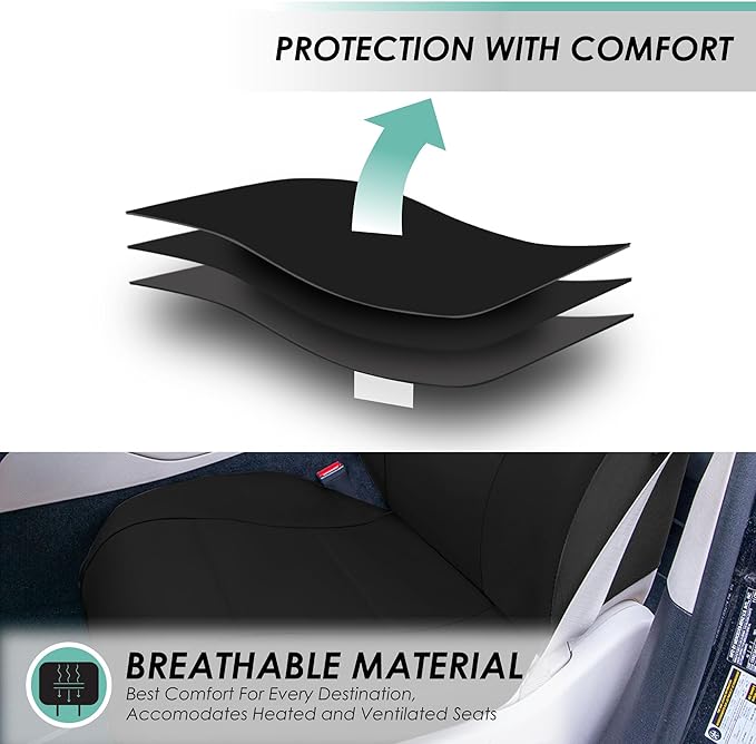 FH GRO Car Seat Covers PU Leather 3 Row 8 Seater Car Seat Covers, Airbag Compatible and Split Bench - Fit Most Car, Truck, SU