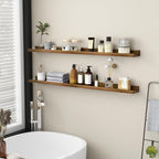 Picture Ledge Shelf, Floating Shelves Set of 2, Solid Ash Wood 48'' Long Large Nursery Book Shelves for Toys Storage, Kids Bo