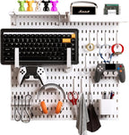Keepo Peg Board Wall Organizer for Gaming Setup, Pegboard with Adhesives & Screw Mounts, Includes Peg Board Accessories for G