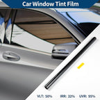 Car Window Tint Film Window Privacy Film Car Carbon 2PLY PET 19.69 ft x 29.53 Inch 1 Pc Black VLT 50% IRR 32% UVR 95%