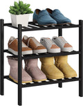 BMOSU 3-Tier Bamboo Small Shoe Rack Premium Stackable Shoe Shelf Storage Organizer for Hallway Closet Living Room Entryway Or