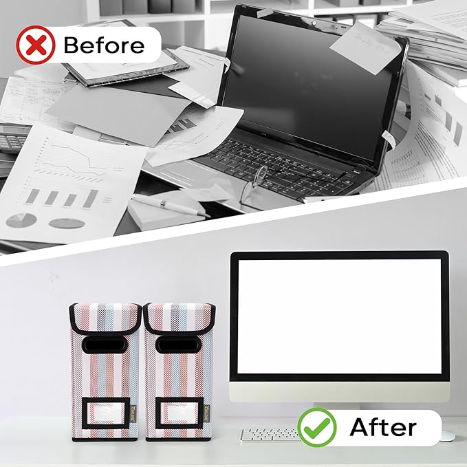 BALEINE File Organizer Box with Lid, Collapsible File Folder Organizer with Plastic Slide, Hanging File Folder Box for Office