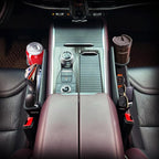 Car Seat Gap Filler & Organizer，2 Pack Black Car Leather Cup Holder Gap Bag,Men Car Interior Accessories，Seat Gap Storage Box for Storage Sunglasses、Phone、Key