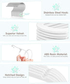 VIS'V Baby Hangers, 11 Inch Velvet Kids Hangers with 6 Pcs Clothes Size Dividers, Infant Toddler Nursery Closet Organization,