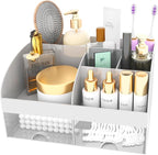 Makeup Organizer with Drawers, Cosmetic Storage for Dresser Vanity and Bathroom Countertop, Beauty Holder for Lipstick Brush,