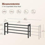 FAVOOSTY 2-Tier Expandable Shoe Rack, Adjustable Shoe Shelf Storage Organizer Space Saving Metal Free Standing Shoe Rack for 