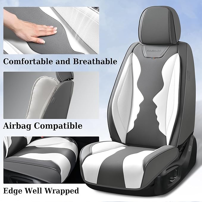 Coverado Car Seat Covers, Front Covers for Cars, Car Seat Cover Front Seats, Automotive Seat Cover, Waterproof, Leather Car S