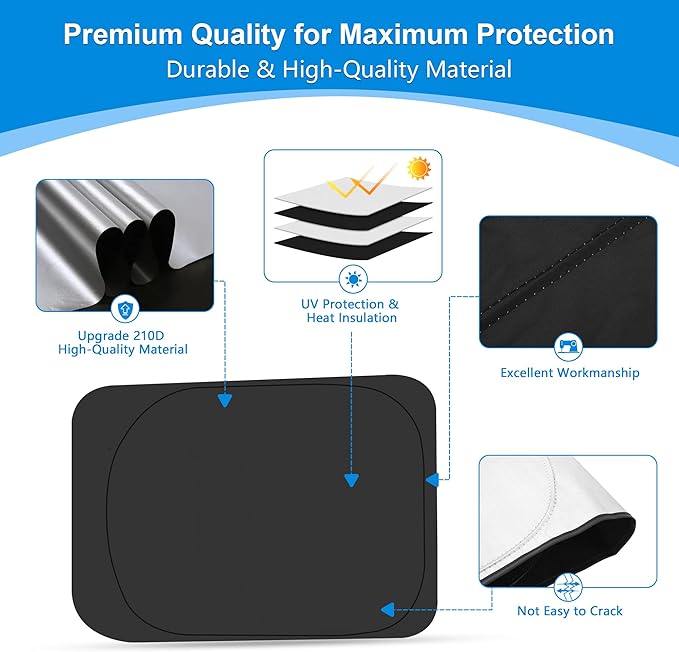 Side Window Sun Shade for 2017-2022 Fo-rd F250 F350 Super Duty, Super Crew Cab 4Door Pickup, Foldable Window Sunshade Sun Visor Protector, Side Window Shades Blocks UV Rays Heat, Pack of 4