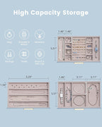 Lolalet Jewelry Box Organizer, 3-Layer Jewelry Organizers and Storage Case with Glass Lid, Ring Earring Bracelet Necklace Hol