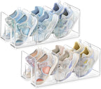 HBlife Widened 4.17 Inch Clear Acrylic Kids Shoe Rack for Closet Organizers and Storage, Small Shoe Rack 3 Sections Toddler B