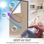 HIDBEA One Way Mirror Window Film, Daytime Privacy Sun Blocking Reflective Window Film Static Cling Heat Control Window Tinting Film for Home and Office, Brown Silver, 35.4 x 393.7 Inch